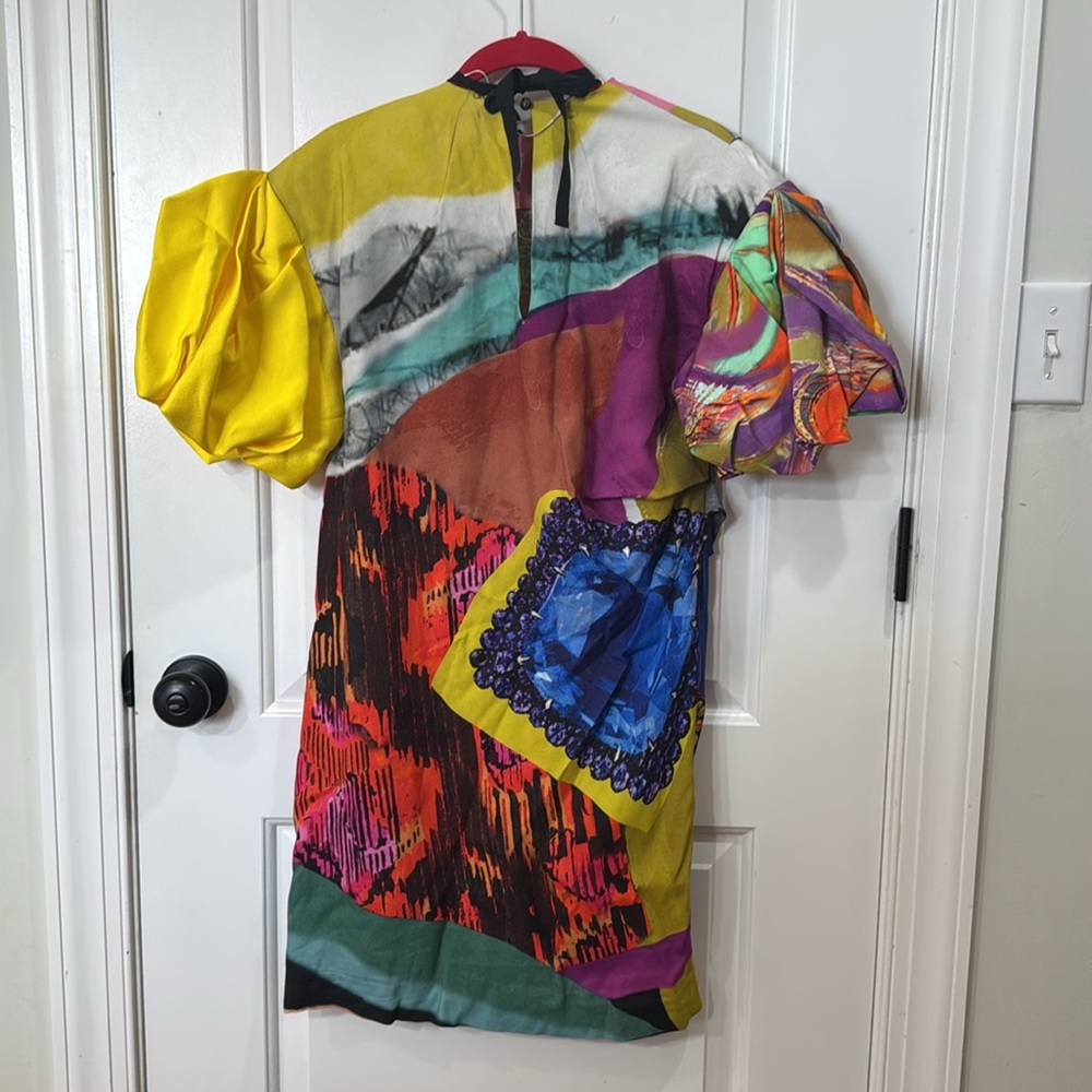 *NEW* ZARA x ATELIER LIMITED EDITION COLORFUL BEJEWELED PUFF SLEEVE DRESS XS - Picture 13 of 16